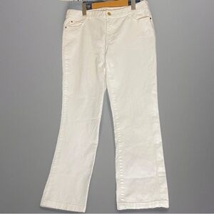 Michael Kors Women's jeans Sz 10 Stretch Bootcut White Jeans Gold Accents Preppy